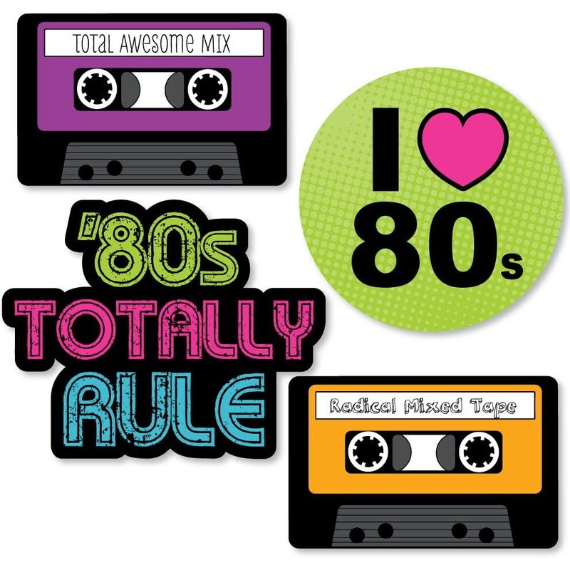 80's Retro - DIY Shaped Totally 1980s Party Cut-Outs - 24 Count