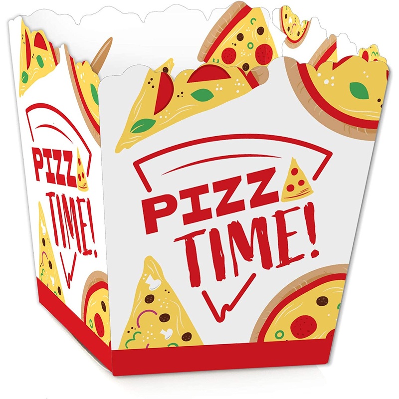 Pizza Party Time - Party Mini Favor Boxes - Baby Shower or Birthday Party Treat Candy Boxes - Set of 12