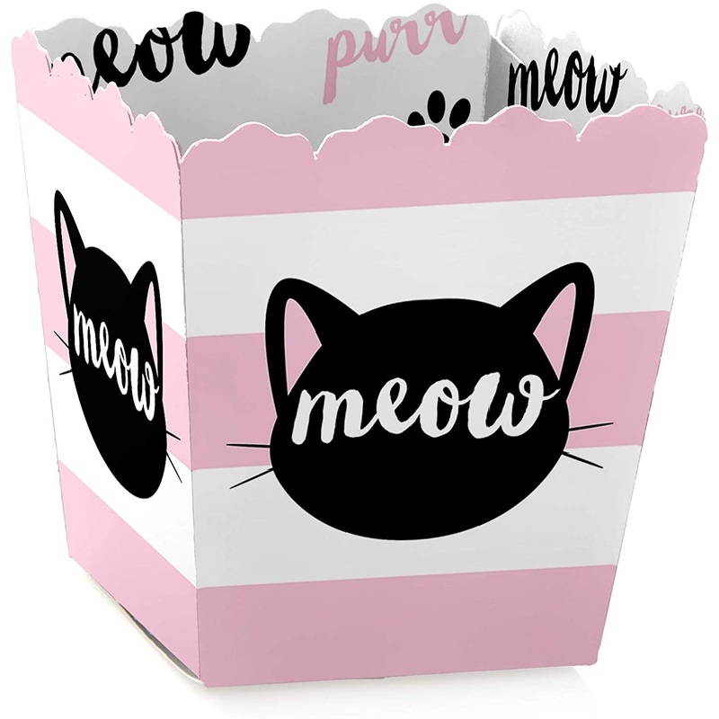Purr-fect Kitty Cat - Party Mini Favor Boxes - Kitten Meow Baby Shower or Birthday Party Treat Candy Boxes - Set of 12