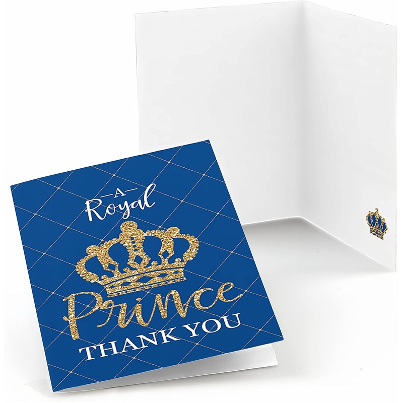 Royal Prince Charming - Baby Shower or Birthday Party Thank You Cards (8 count)