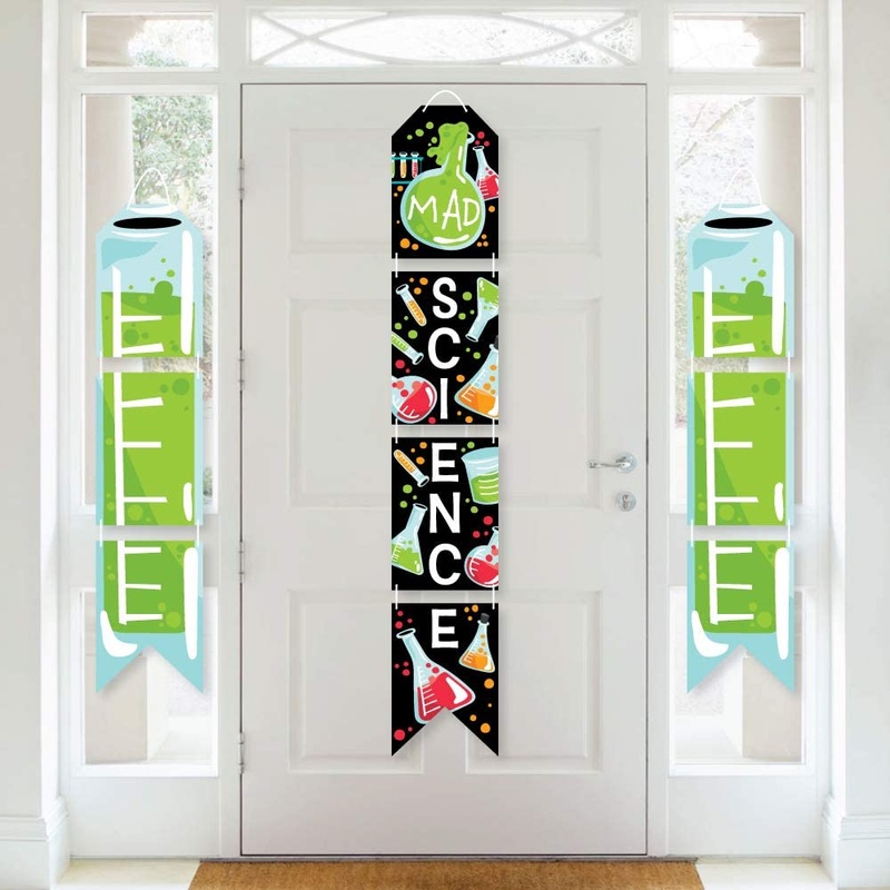 Scientist Lab - Hanging Vertical Paper Door Banners - Mad Science Baby Shower or Birthday Party Wall Decoration Kit - Indoor Door Decor