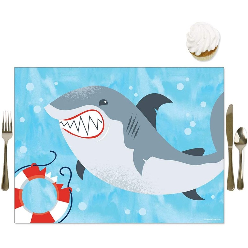 Shark Zone - Party Table Decorations - Jawsome Shark Party or Birthday Party Placemats - Set of 16