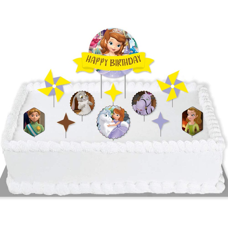 Sofia - Birthday Party Cake Decorating Kit - Happy Birthday Cake Topper Set - 11 Pieces