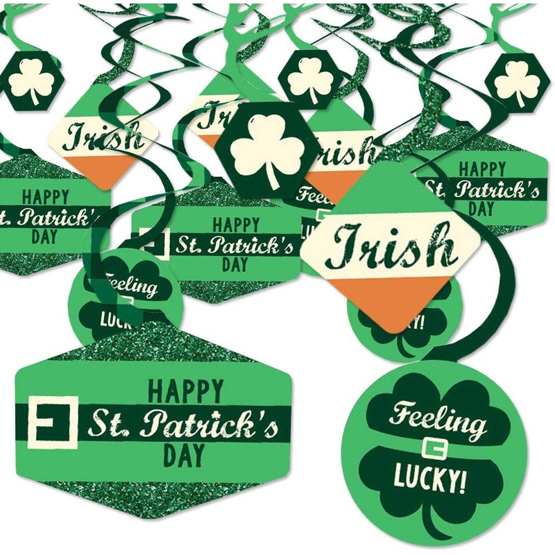 St. Patricks Day - Saint Pattys Day Party Hanging Decor - Party Decoration Swirls - Set of 40