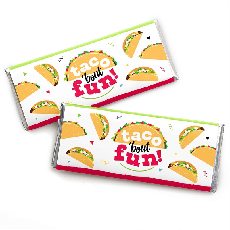 Taco Bout Fun - Candy Bar Wrapper Mexican Fiesta Favors - Set of 24