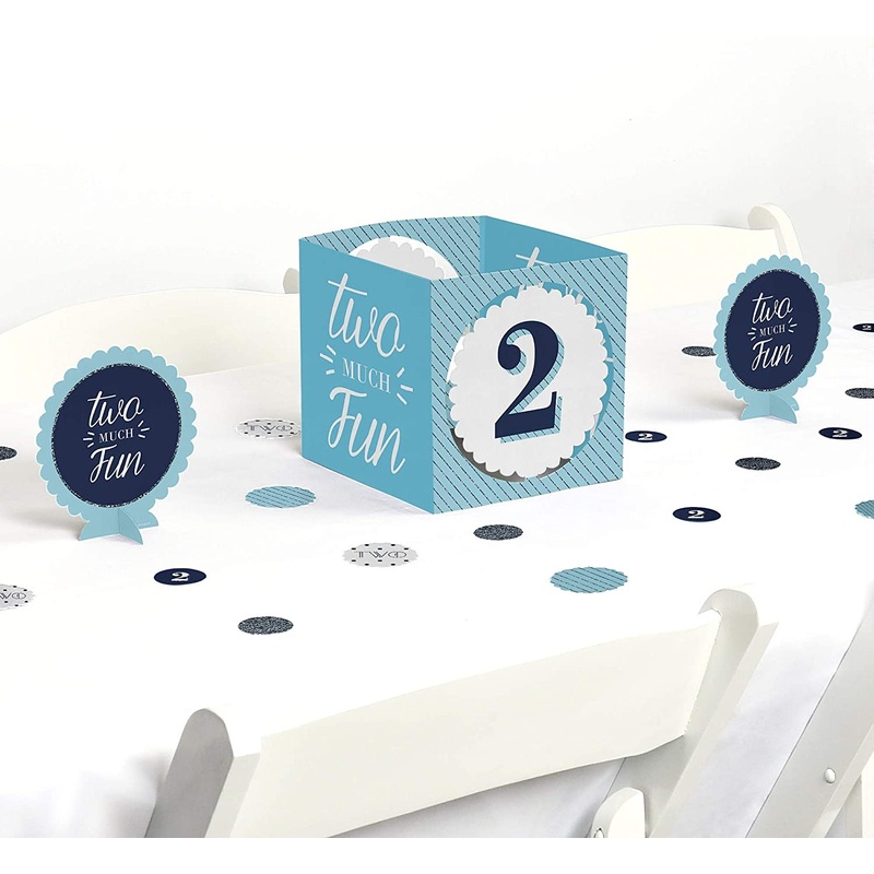 Two Much Fun - Boy - 2nd Birthday Party Centerpiece & Table Decoration Kit