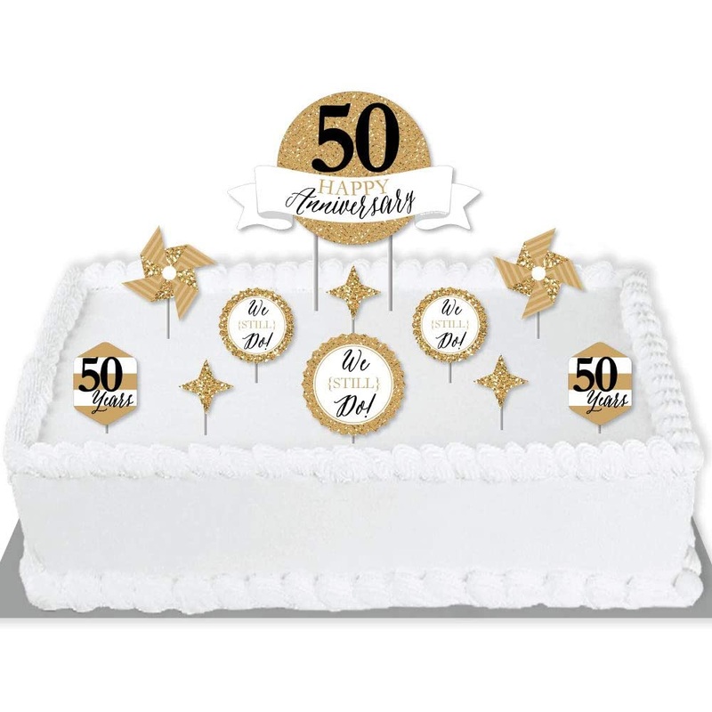 We Still Do - 50th Wedding Anniversary - Anniversary Party Cake Decorating Kit - Happy Anniversary Cake Topper Set - 11 Pieces