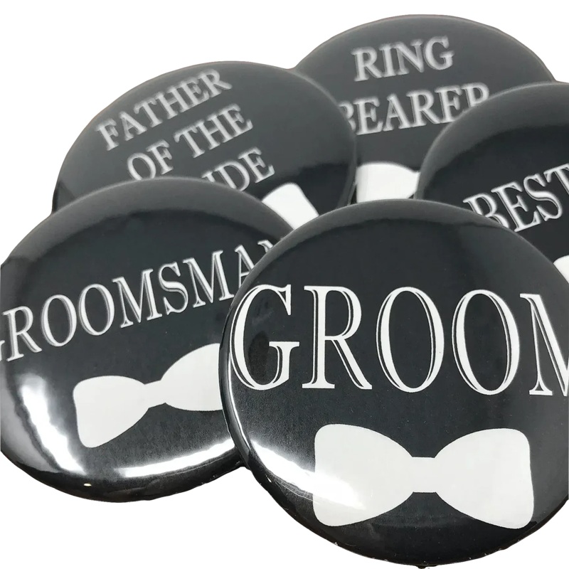 Wedding Party Title Pins 3 Inch