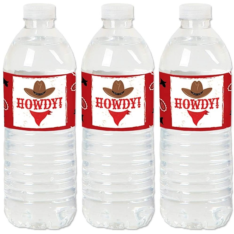 Western Hoedown - Wild West Cowboy Party Water Bottle Sticker Labels - Set of 20