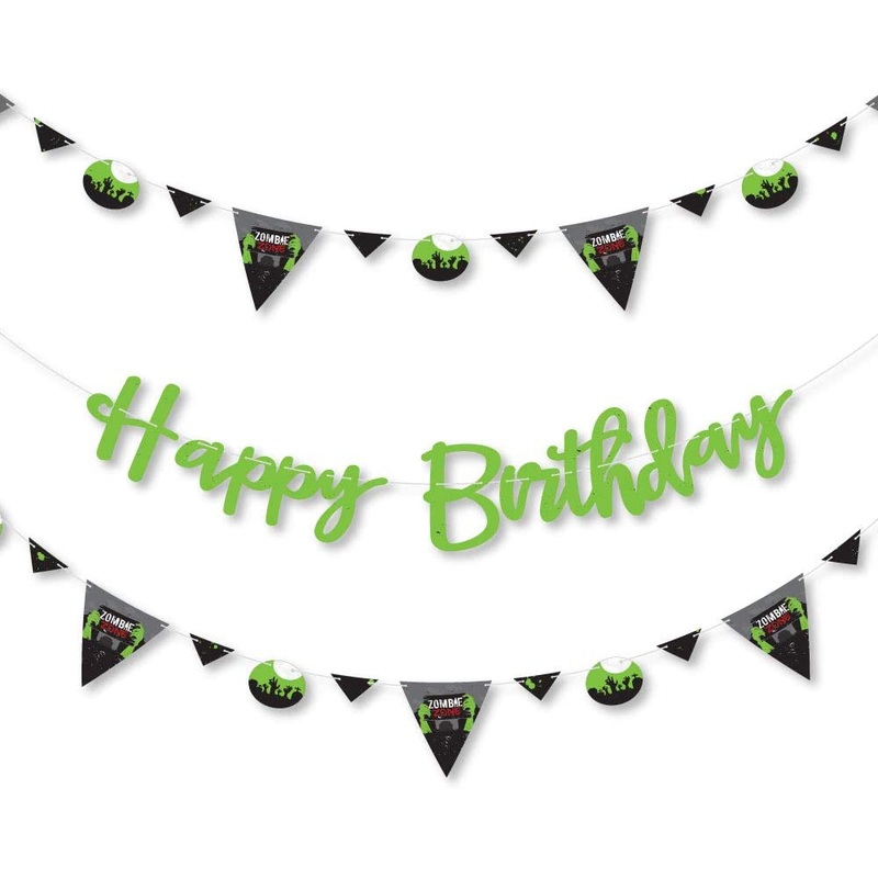 Zombie Zone - Birthday Zombie Crawl Party Letter Banner Decoration - 36 Banner Cutouts and Happy Birthday Banner Letters
