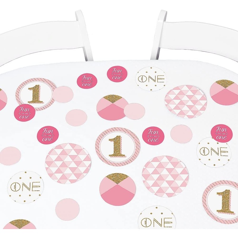 1st Birthday Girl - Fun to be One - First Birthday Party Giant Circle Confetti - Party Decorations - Large Confetti 27 Count