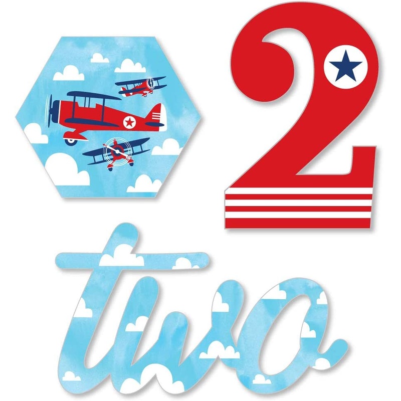 2nd Birthday Taking Flight - Airplane - DIY Shaped Vintage Plane Second Birthday Party Cut-Outs - 24 Count