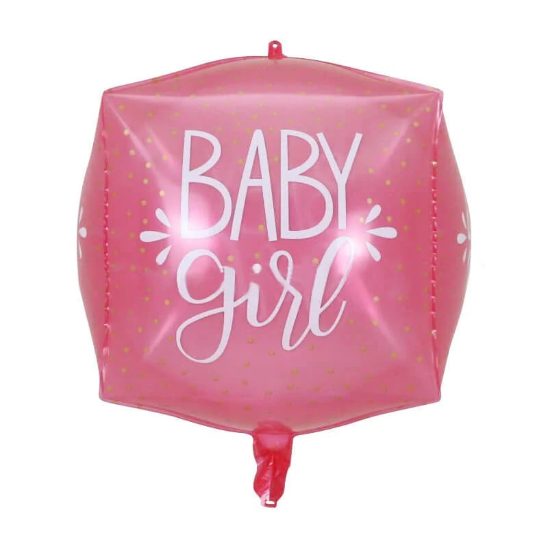 4D PINK BABY GIRL BABY SHOWER CUBE BOX BALLOON
