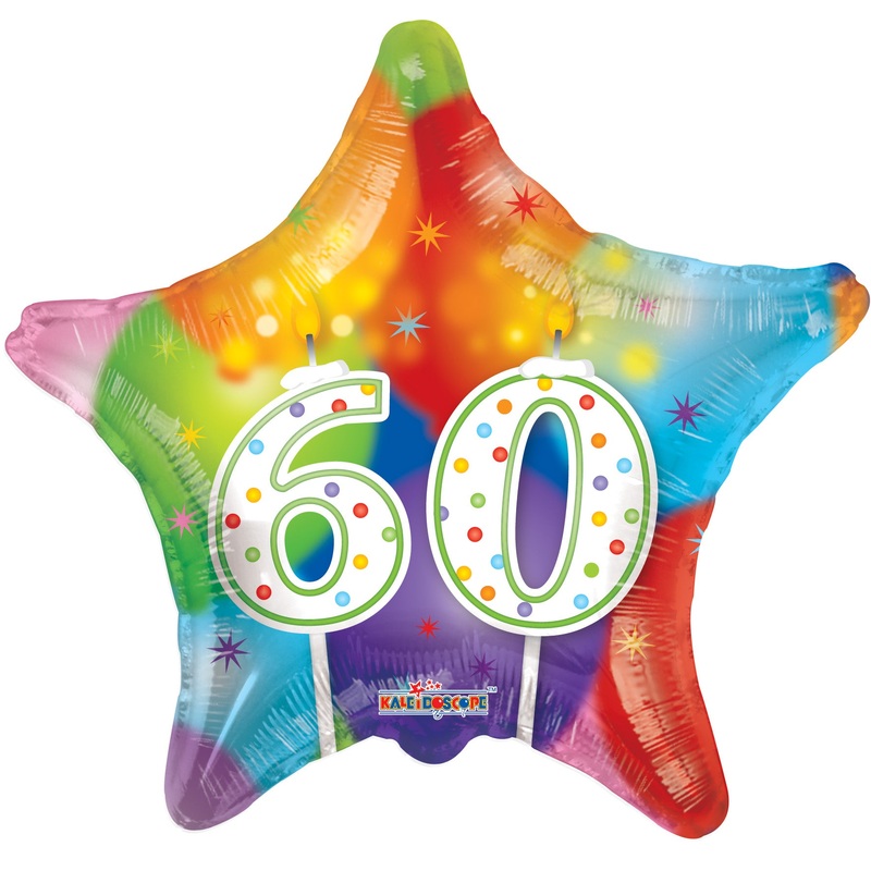 60th Candle balloon - 18 inch - With Helium