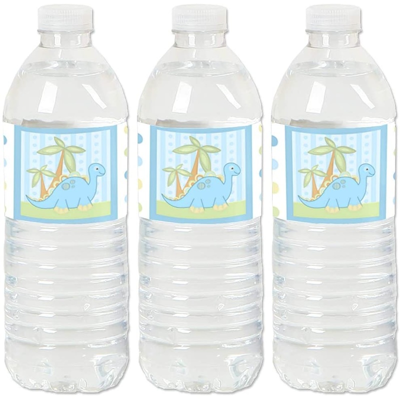 Baby Boy Dinosaur - Baby Shower or Birthday Party Water Bottle Sticker Labels - Set of 20