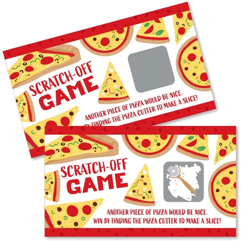 Pizza Party Time - Baby Shower or Birthday Party Game Scratch Off Cards - 22 Count