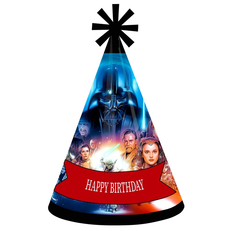 STAR WARS - Cone Happy Birthday Party Hats for Kids and Adults - Set of 8 (Standard Size)