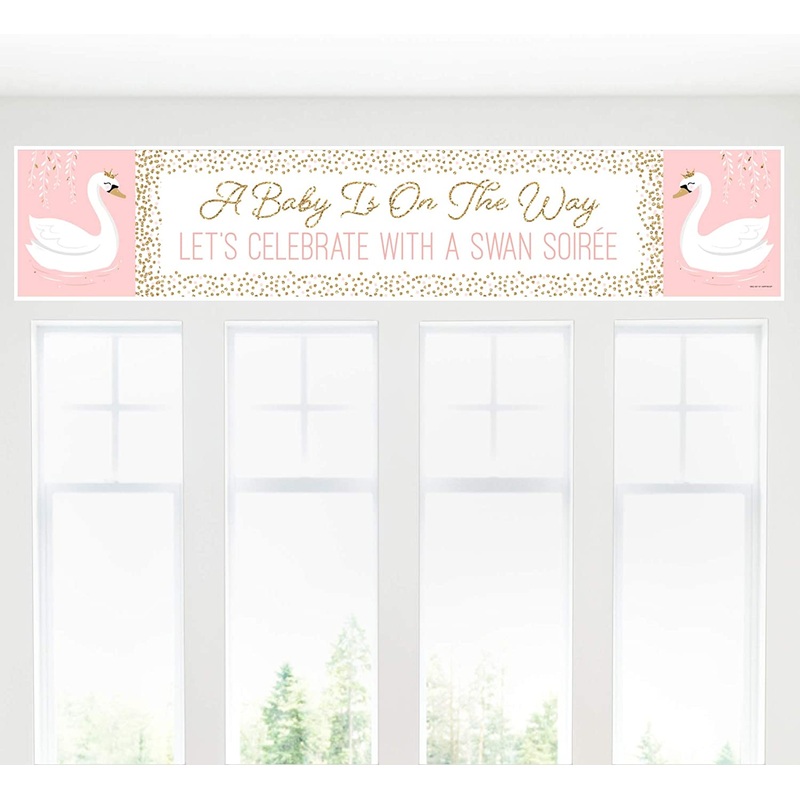 Swan Soiree - White Swan Baby Shower Decorations Party Banner