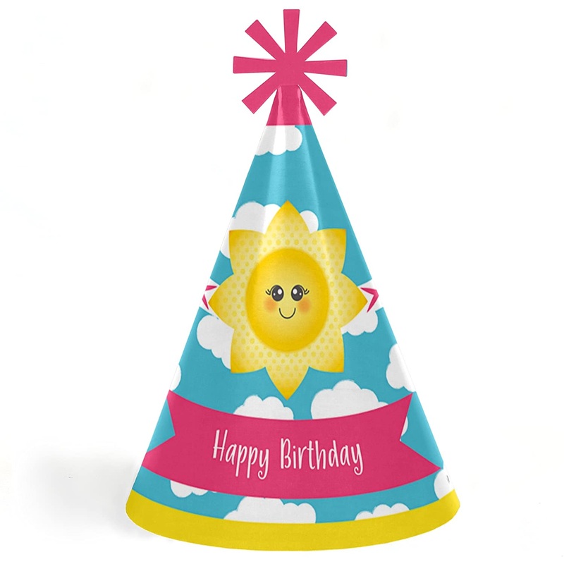 You are My Sunshine - Cone Happy Birthday Party Hats - Set of 8