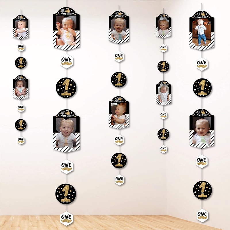 1st Birthday Little Mr. Onederful - Boy First Birthday Party Vertical Photo Garland 35 Pieces