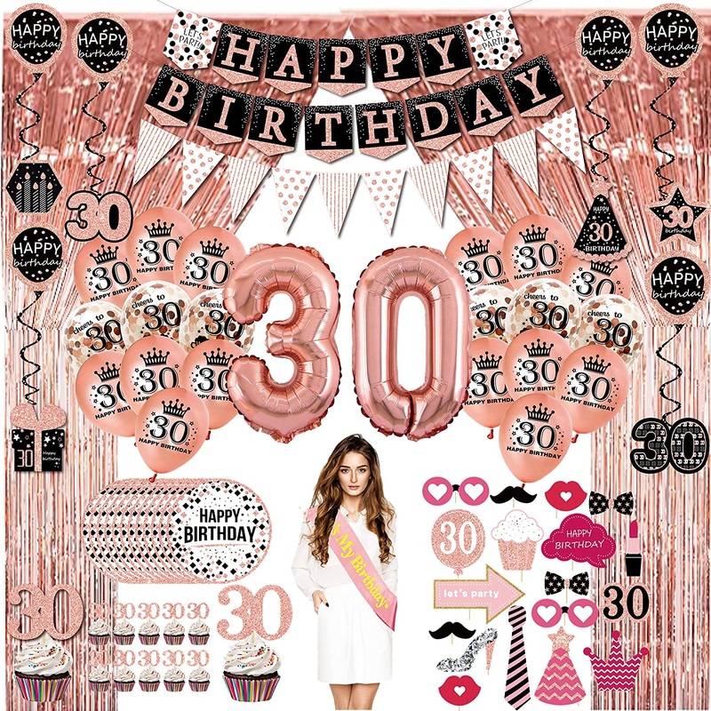 30th Birthday Rose Gold Decorations (76pack)