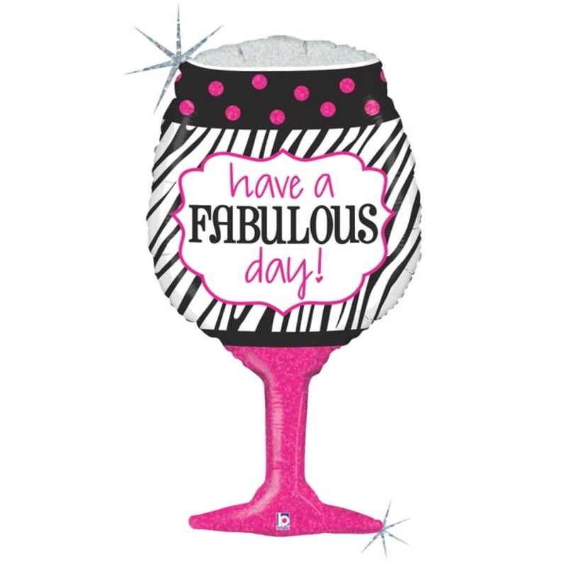 34" Holographic Shape Fabulous Day Wine Balloon - With Helium