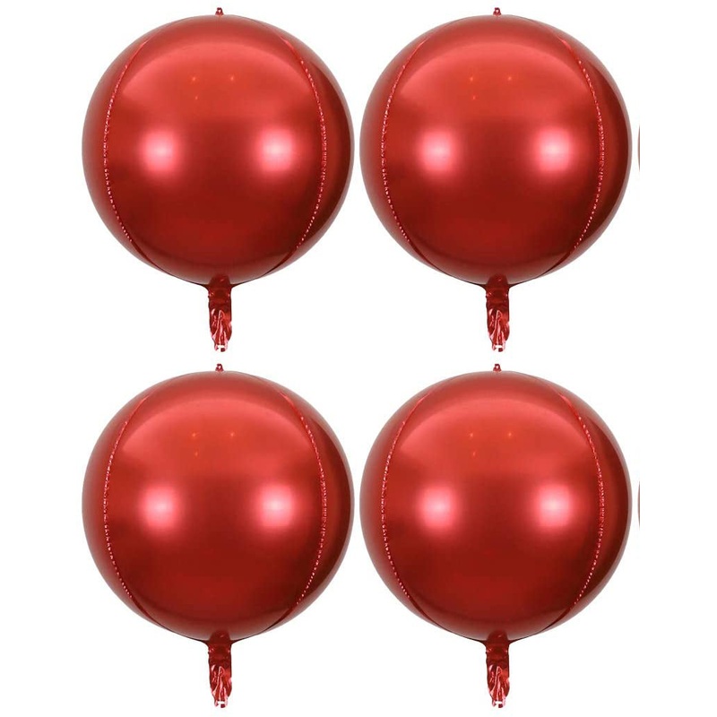 4D Balloons 4 pcs 22 inch Red Round Sphere Foil Balloon