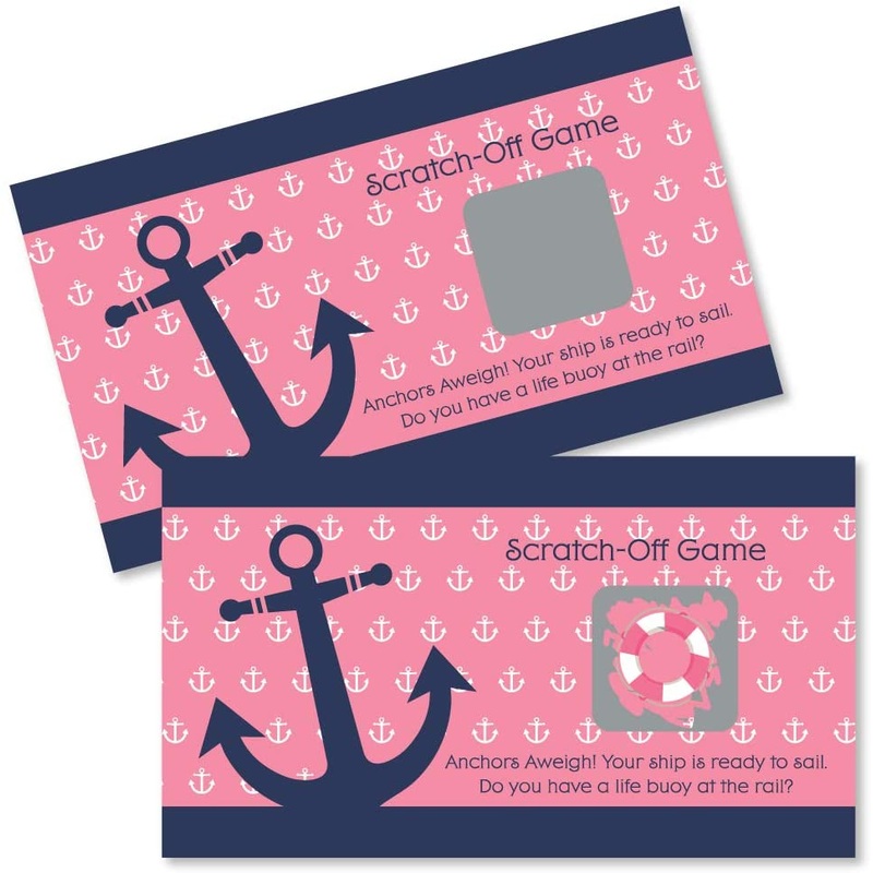 Ahoy - Nautical Girl - Baby Shower or Birthday Party Game Scratch Off Cards - 22 Count