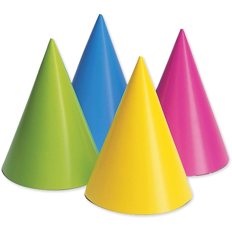 Assorted Neon Party Hats - SET OF 8