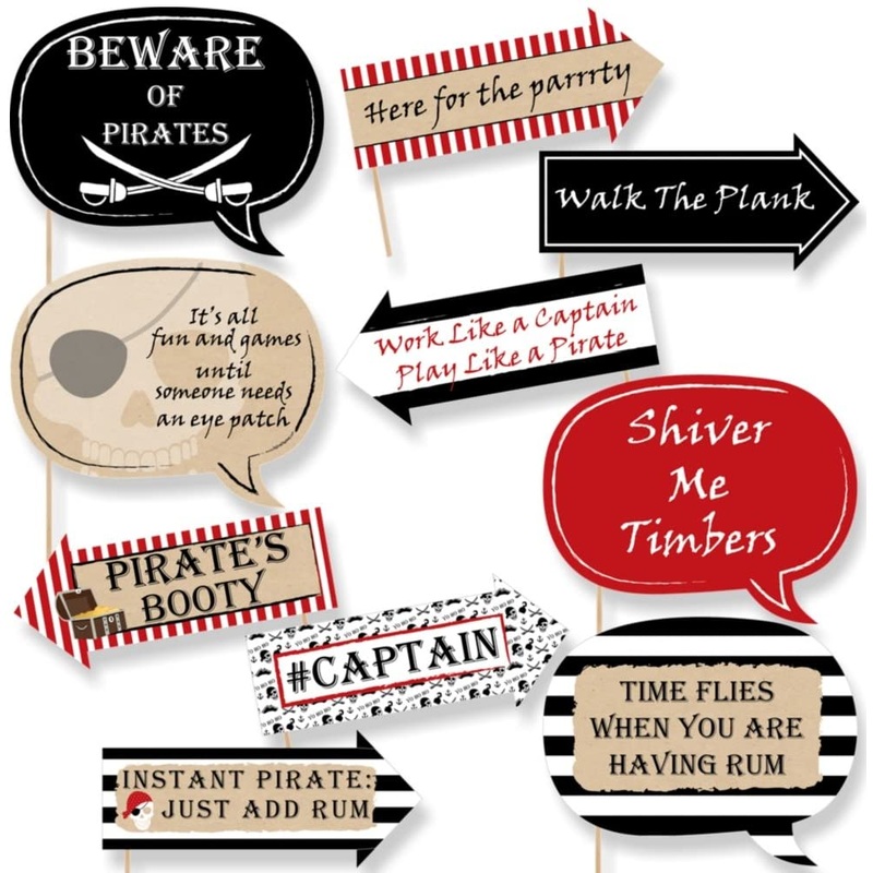 PPB130 Pirate Birthday Party Photo Booth Props - 10 Count