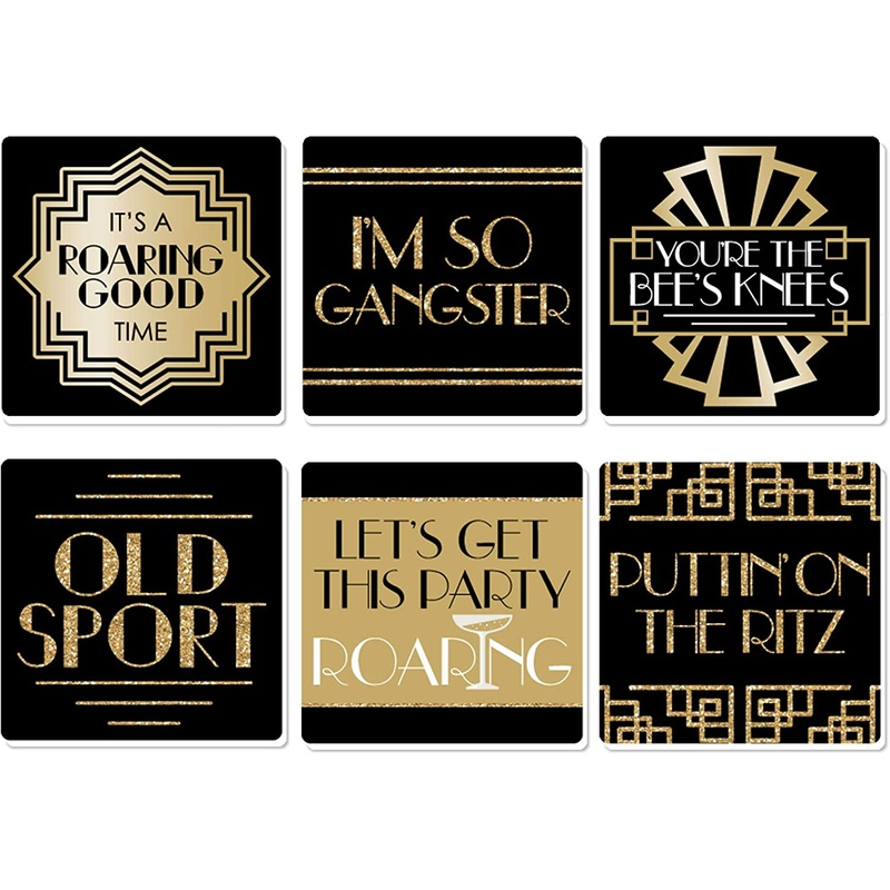 Roaring 20s - Funny 1920s Art Deco Jazz Party Decorations - Drink Coasters - Set of 6
