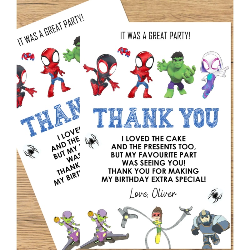 Spidey and His Amazing Friends thank you tags (Set of 12)