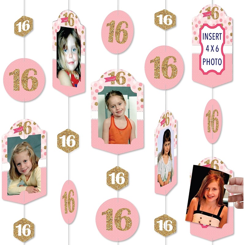 Sweet 16-16th Birthday Party Vertical Photo Garland 35 Pieces