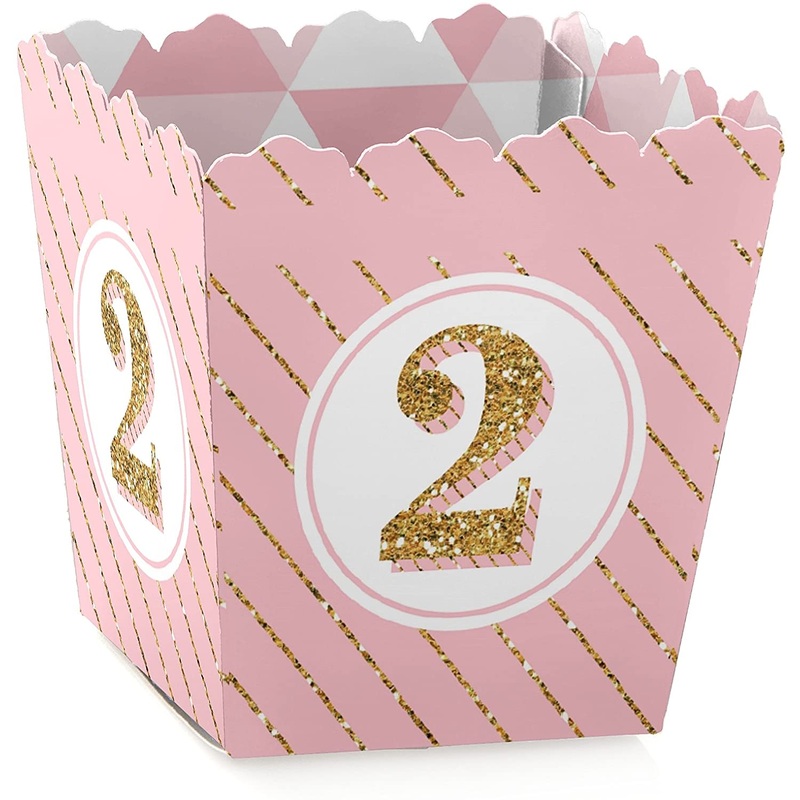 Two Much Fun - Girl - Party Mini Favor Boxes - 2nd Birthday Party Treat Candy Boxes - Set of 12