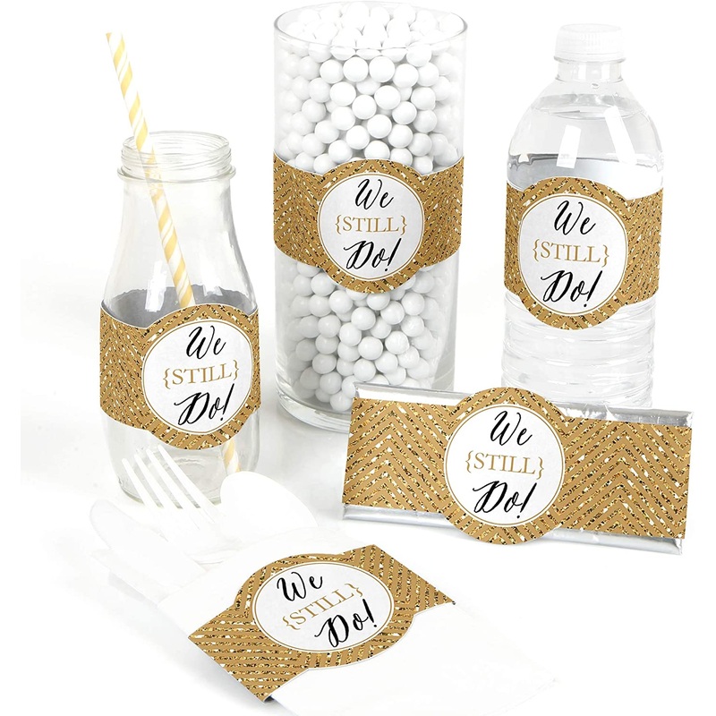 We Still Do - 50th Wedding Anniversary - DIY Party Supplies - Wedding Anniversary Party DIY Wrapper Favors & Decorations - Set of 15
