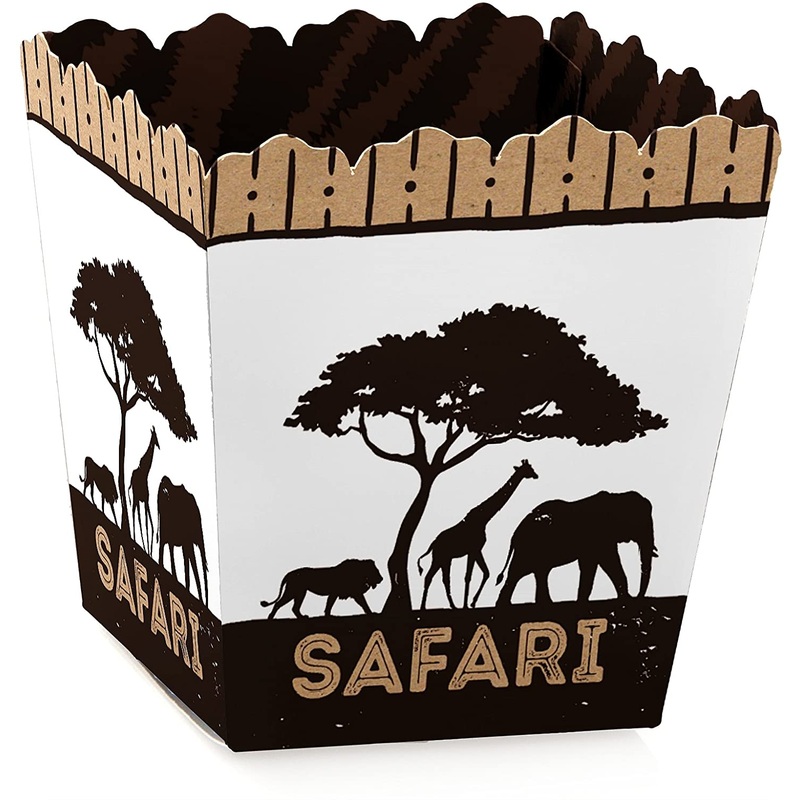 Wild Safari - Party Mini Favor Boxes - African Jungle Adventure Baby Shower or Birthday Party Treat Candy Boxes - Set of 12