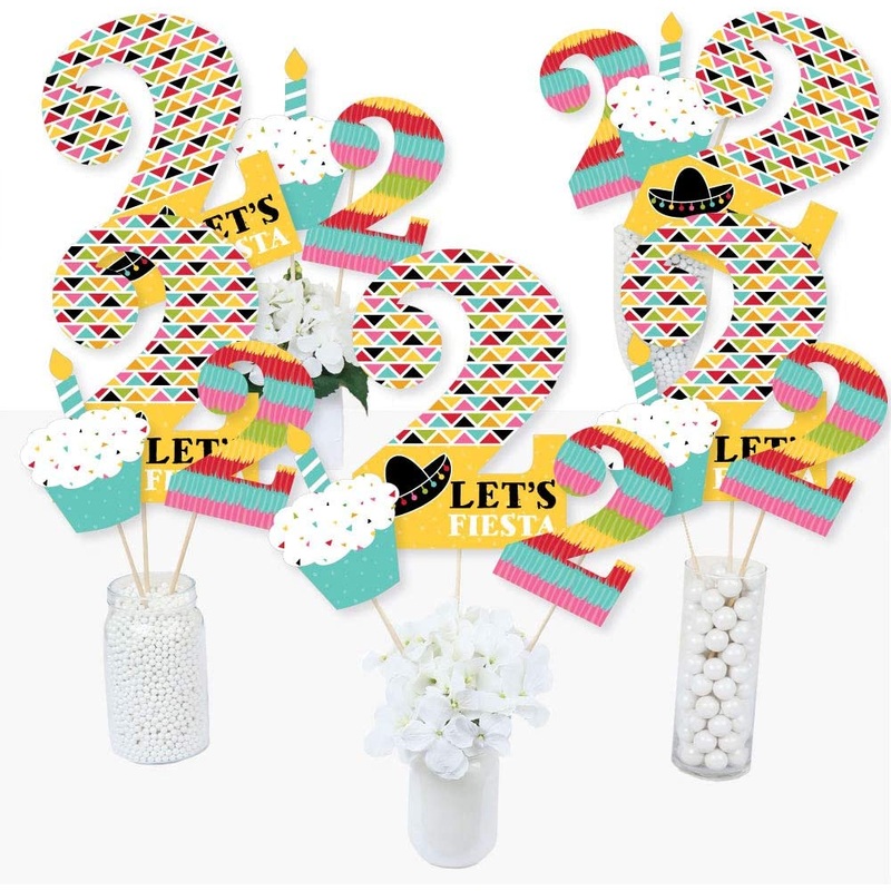 2nd Birthday Let's Fiesta - Mexican Fiesta Second Birthday Party Centerpiece Sticks - Table Toppers - Set of 15
