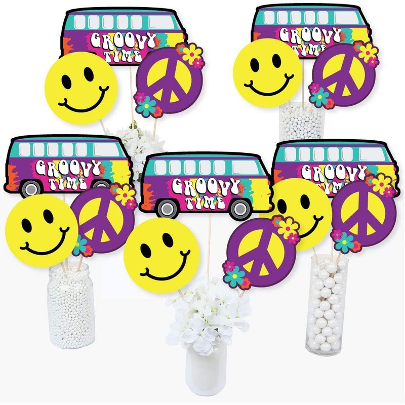 60's Hippie - 1960s Groovy Party Centerpiece Sticks - Table Toppers - Set of 15