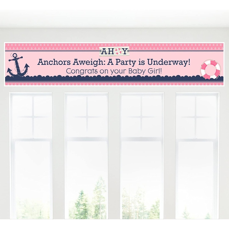 Ahoy - Nautical Girl - Baby Shower Decorations Party Banner