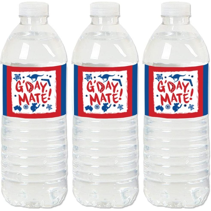 Australia Day - GDay Mate Aussie Party Water Bottle Sticker Labels - Set of 20