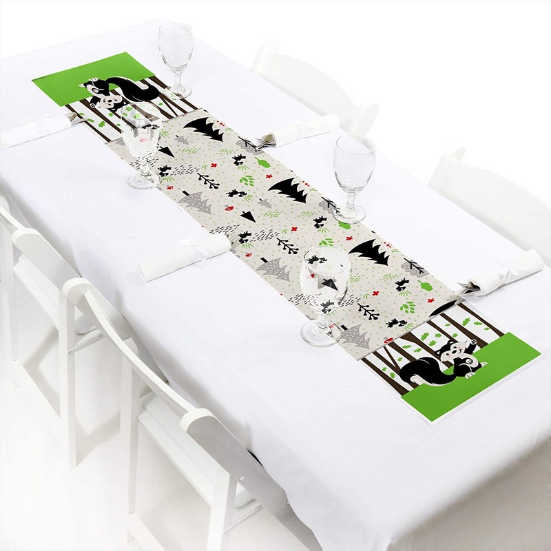 Little Stinker - Petite Woodland Skunk Baby Shower or Birthday Party Paper Table Runner - 12 x 60 inches