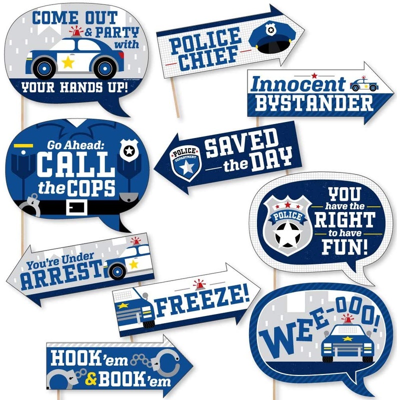 PPB120 Police Party Photo Booth Props - 10 Count