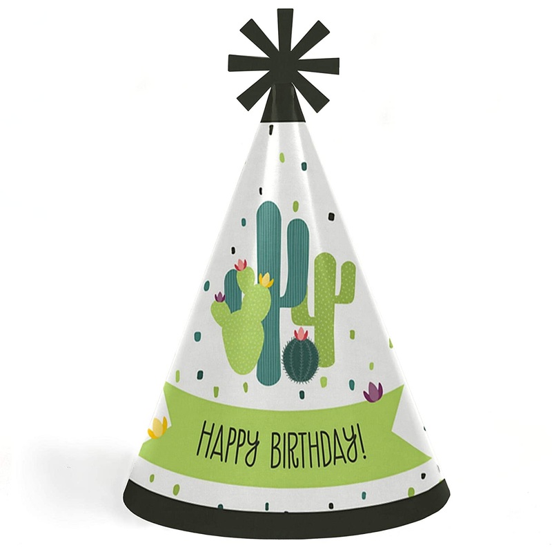 Prickly Cactus Birthday Party Hats - Set of 8
