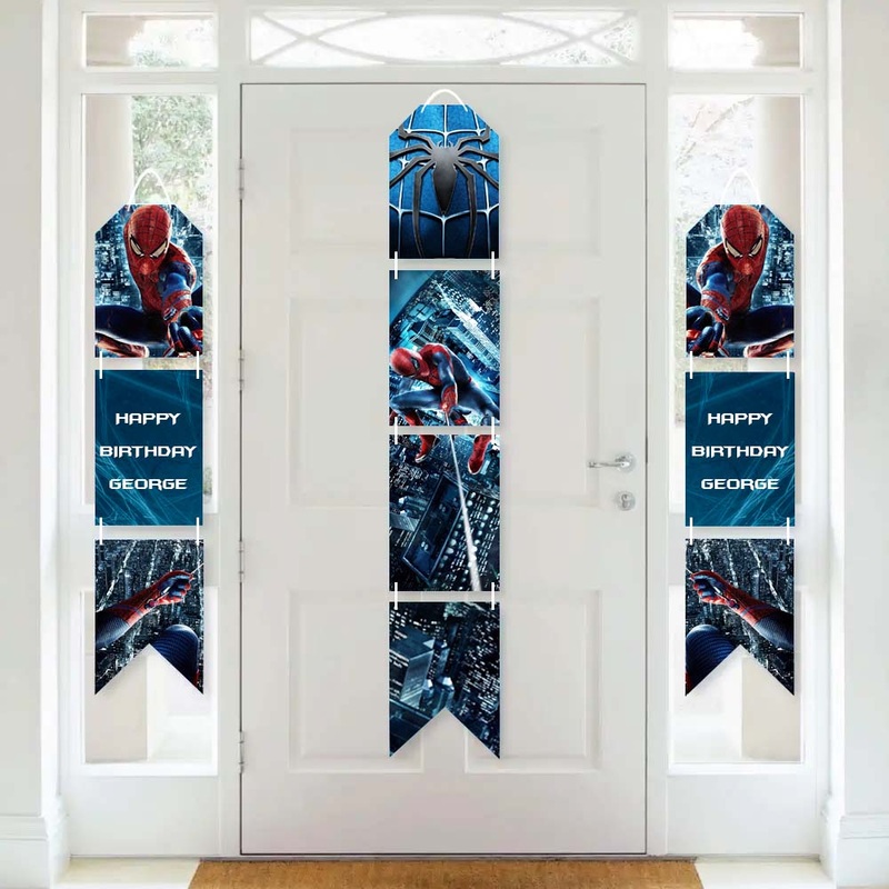 SPIDER-MAN - HANGING VERTICAL PAPER DOOR BANNERS - BEAR BIRTHDAY PARTY AND BABY SHOWER WALL DECORATION KIT - INDOOR DOOR DECOR
