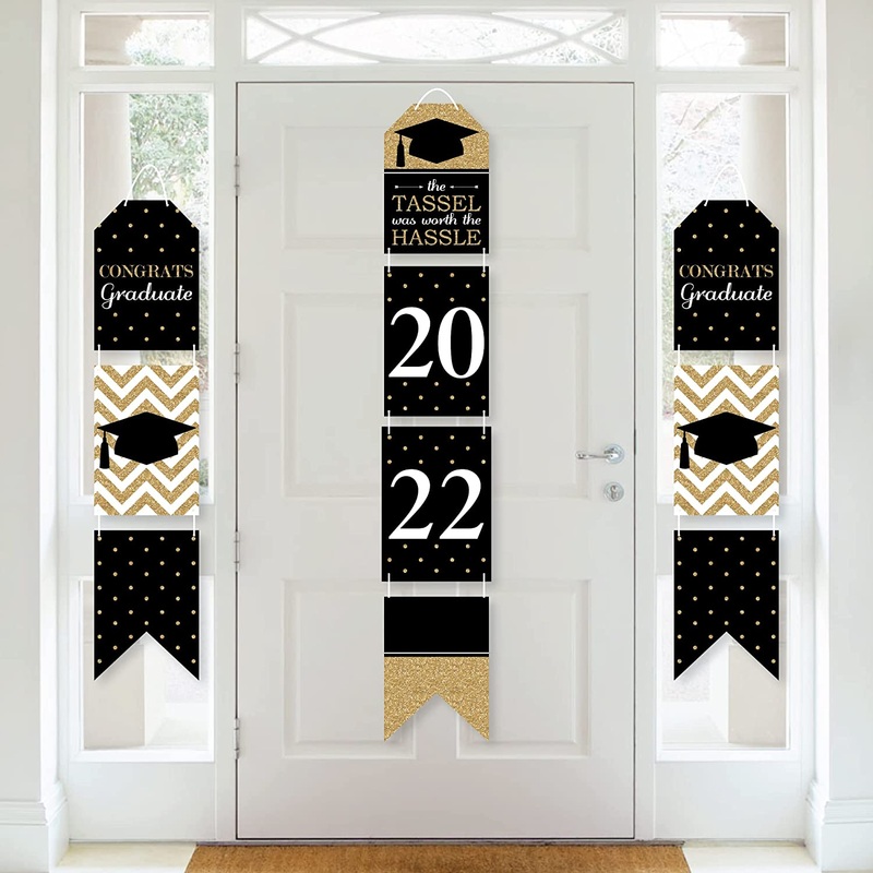 Tassel Worth The Hassle - Hanging Vertical Paper Door Banners - 2022 Graduation Party Wall Decoration Kit - Indoor Door Decor