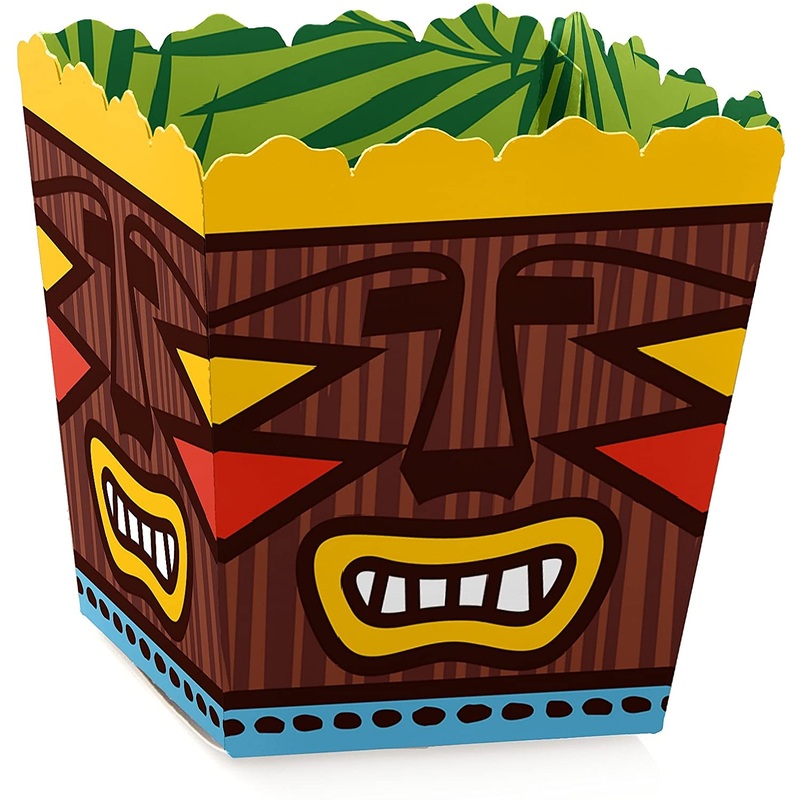 Tiki Luau - Party Mini Favor Boxes - Tropical Hawaiian Summer Party Treat Candy Boxes - Set of 12