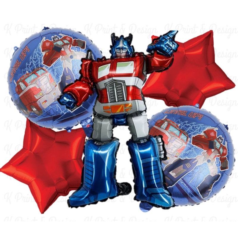 Transformers  Foil Stars Prime Bouquet - 5 Balloons - With Helium
