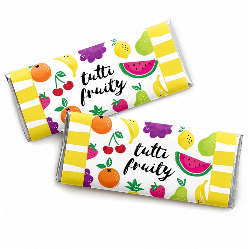 Tutti Fruity - Candy Bar Wrappers Frutti Summer Baby Shower or Birthday Party Favors - Set of 24