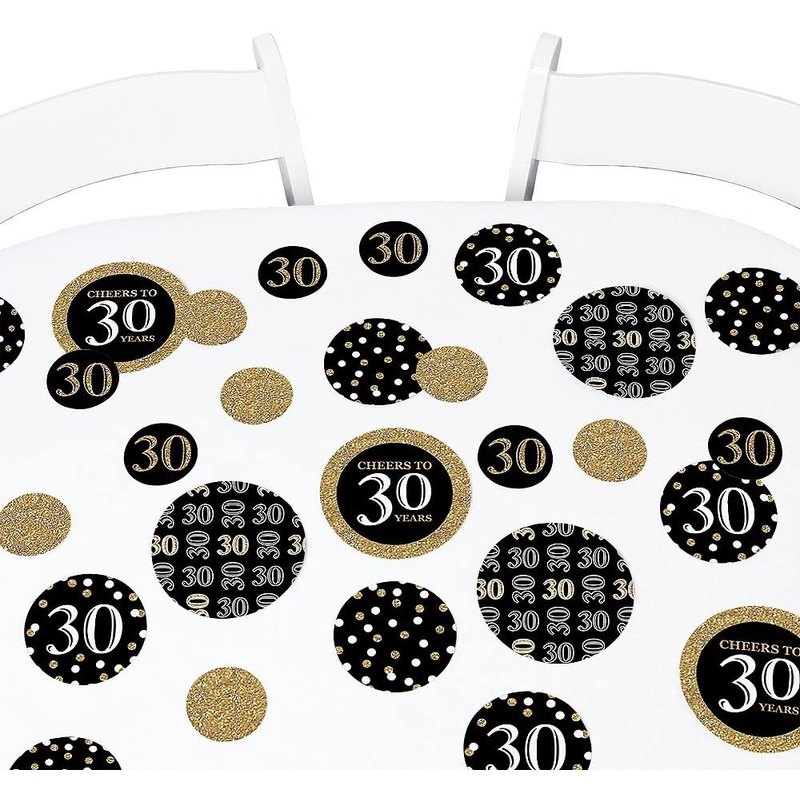 Adult 30th Birthday - Gold - Birthday Party Giant Circle Confetti - Party Decorations - Large Confetti 27 Count