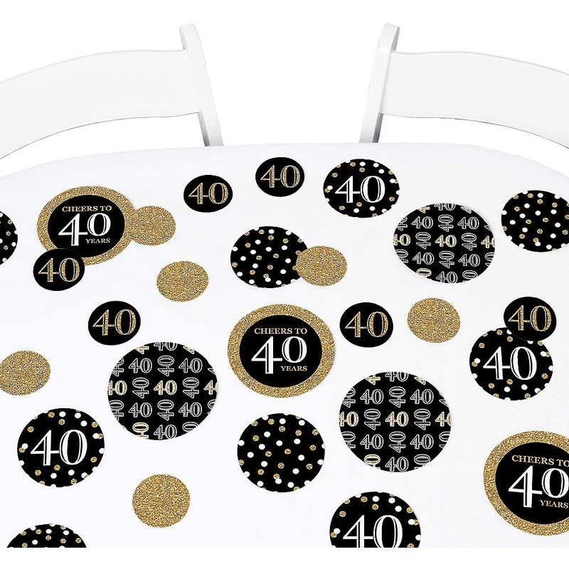 Adult 40th Birthday - Gold - Birthday Party Giant Circle Confetti - Party Decorations - Large Confetti 27 Count